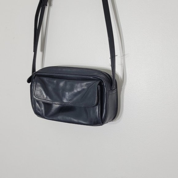 Worthington Rectangle Zip Top Purse Shoulder Bag Crossbody Black Leather Casual - Picture 2 of 15